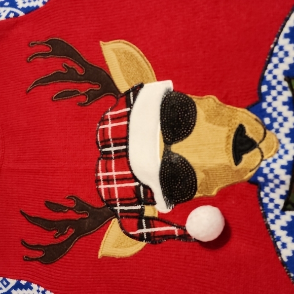 Unisex Reindeer Deer Beer Holder Sweater Not So Ugly Christmas Sweater - Picture 3 of 8